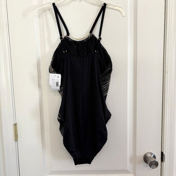 Magicsuit by Miraclesuit Jill Stroke Of Luck Swimsuit 1-PC Black & Gold Size 14 - Picture 5 of 9
